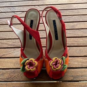 Laundry by Shelli Segal Red/Orange Peep Toe Heels